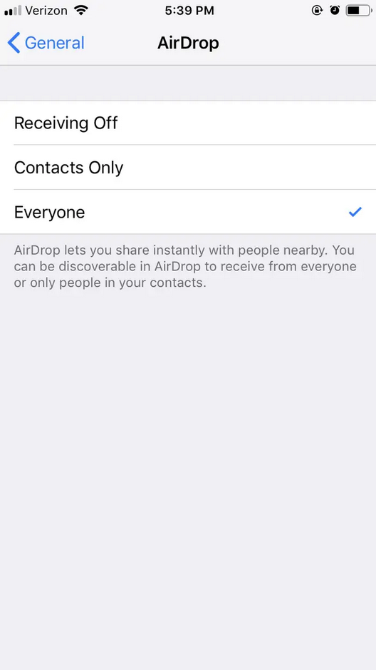 turn on airdrop iphone